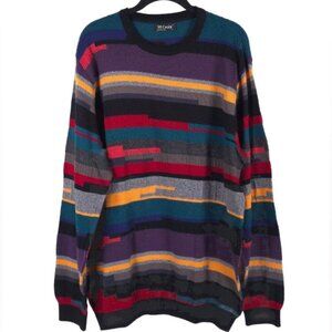 ST. CROIX Luxury ABSTRACT Crew Nk Jacq Knit Pullover Sweater Craftsmanship LARGE